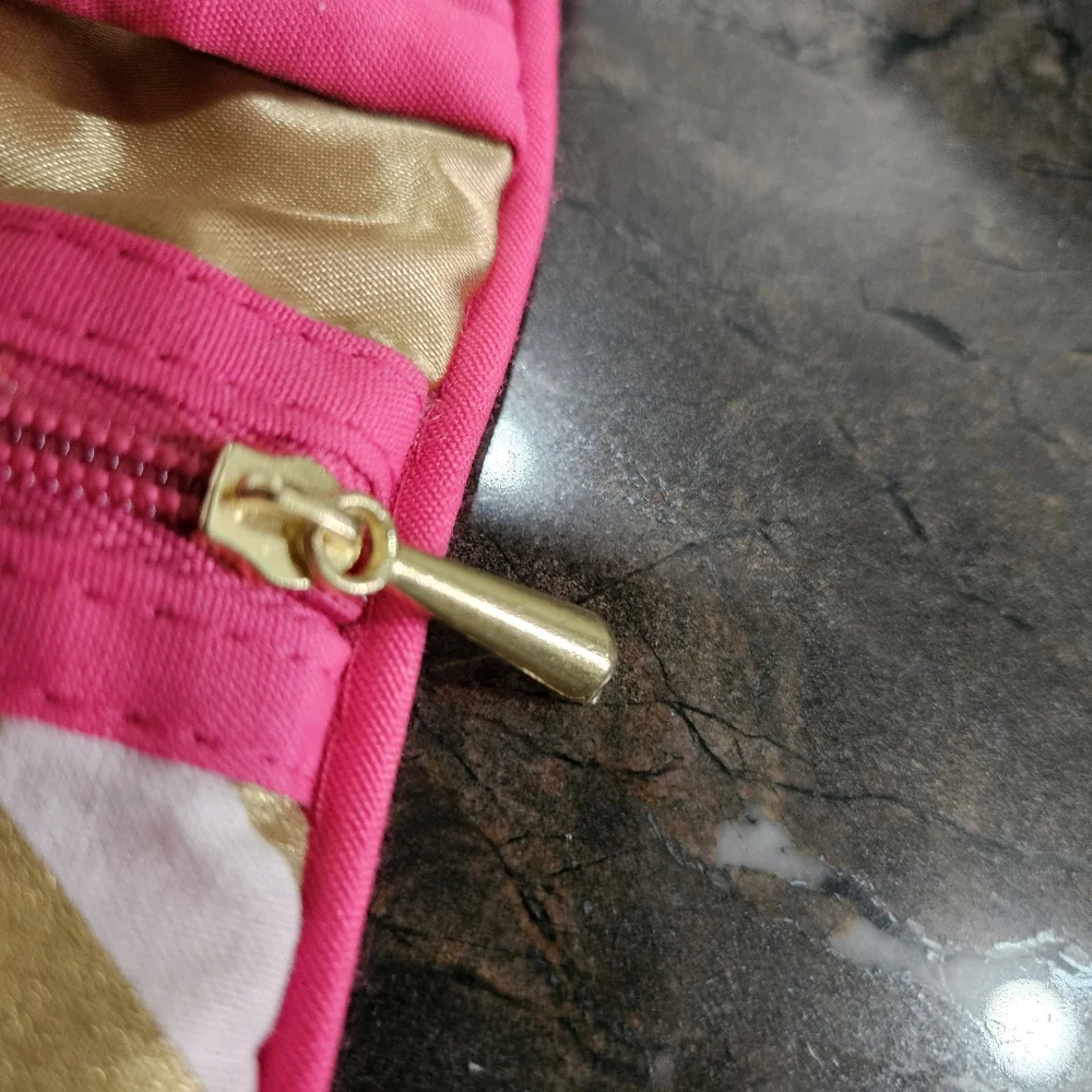 JEWELRY ROLL travel case organizer holder VGUC gold pink Shine Bright